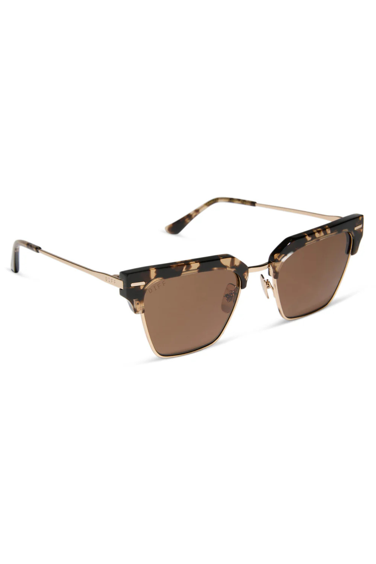 Capri Rectangle Sunglasses in Espresso Tortoise Brown | Diff Eyewear