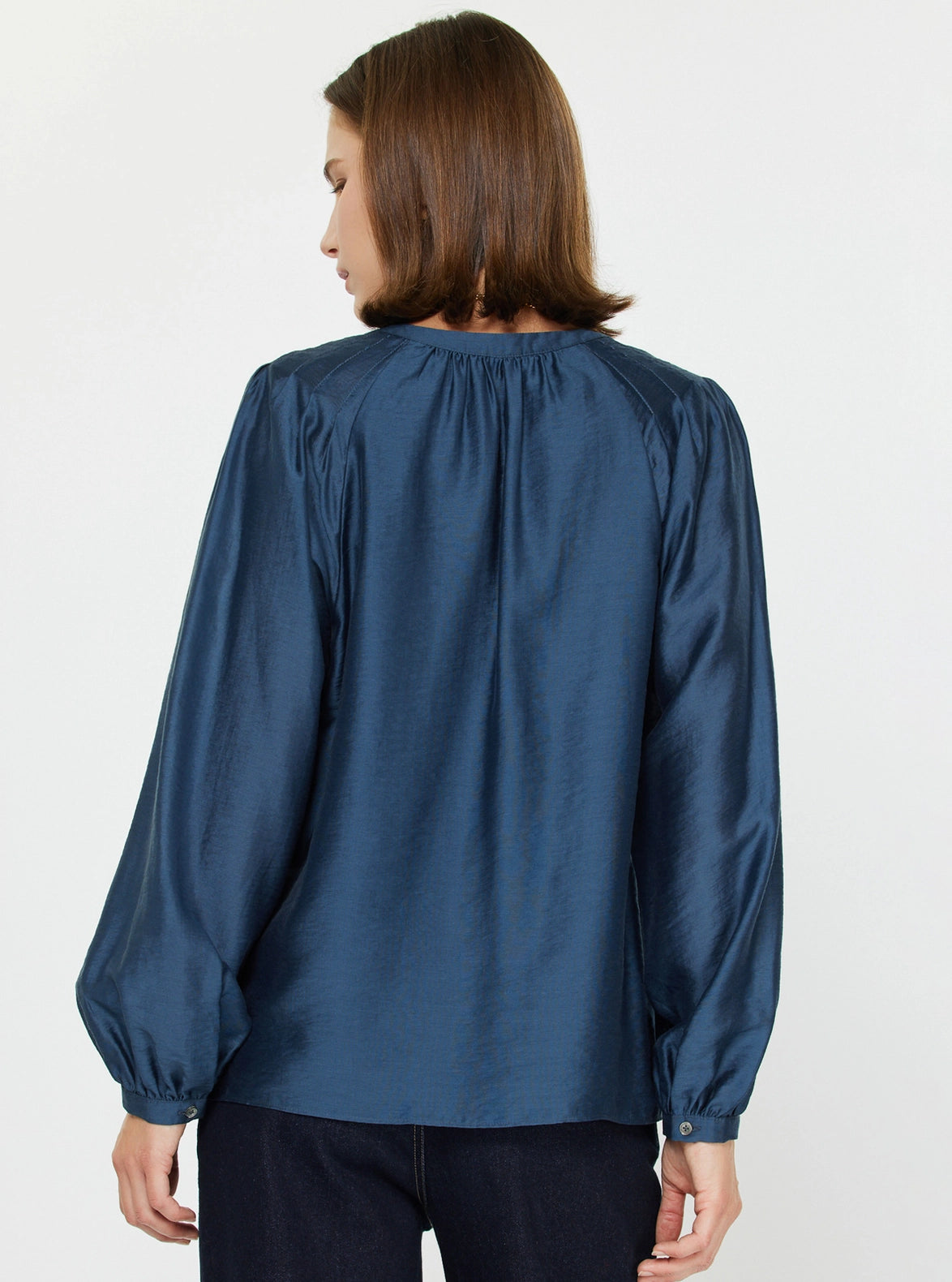 Long-Sleeve Split Neck Blouse Current Air