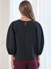 Textured Fabric Voluminous Sleeve Top Current Air