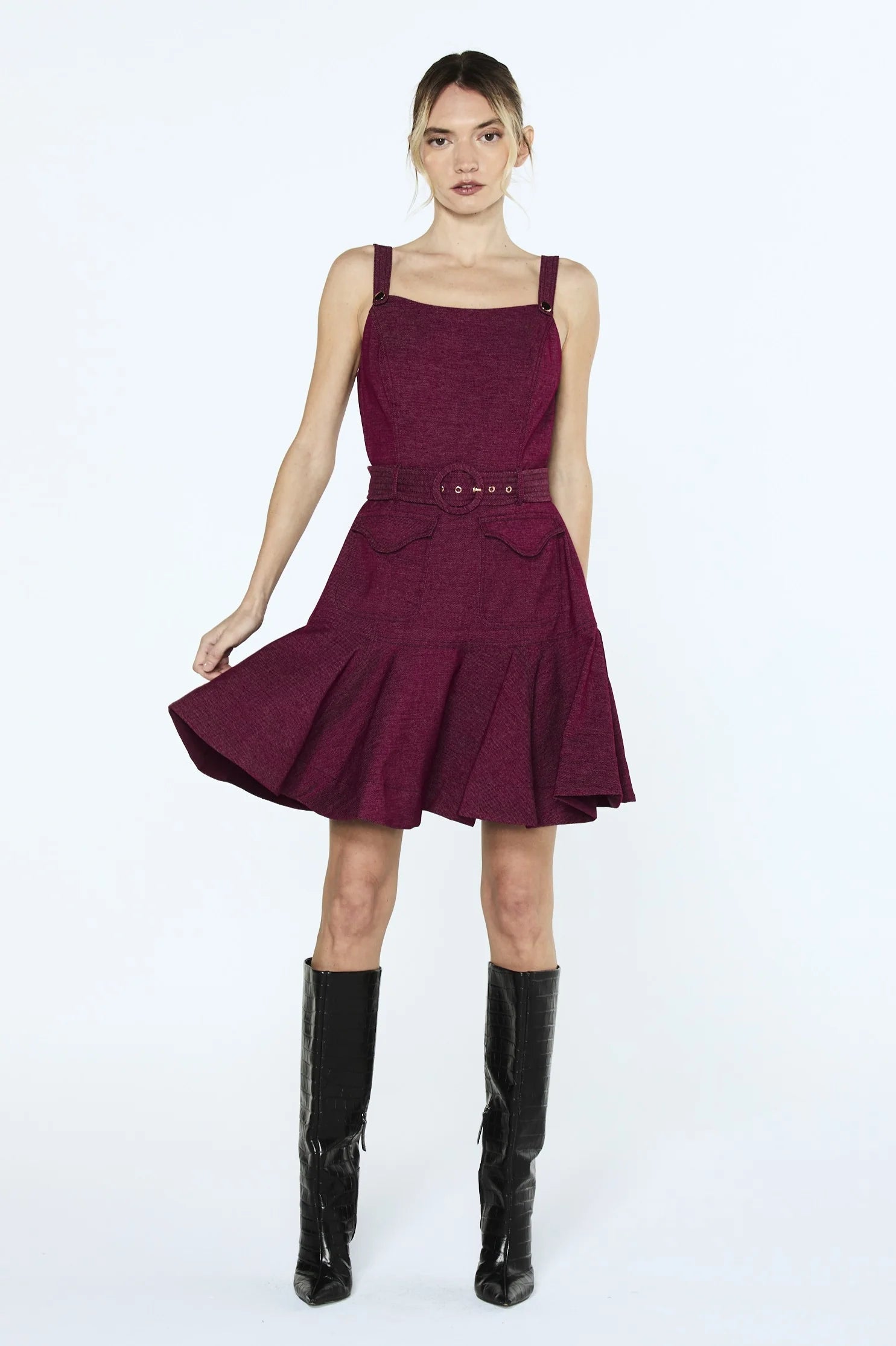 alivia mini dress pink Topstitched Belted 97% Polyester 3% Spandex Size:9 1/2 Wide shop_fallwedding 55500 Sherri Hill Dress
