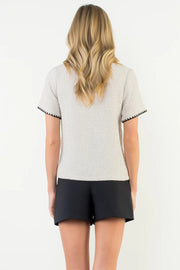 Short Sleeve Tweed Top THML