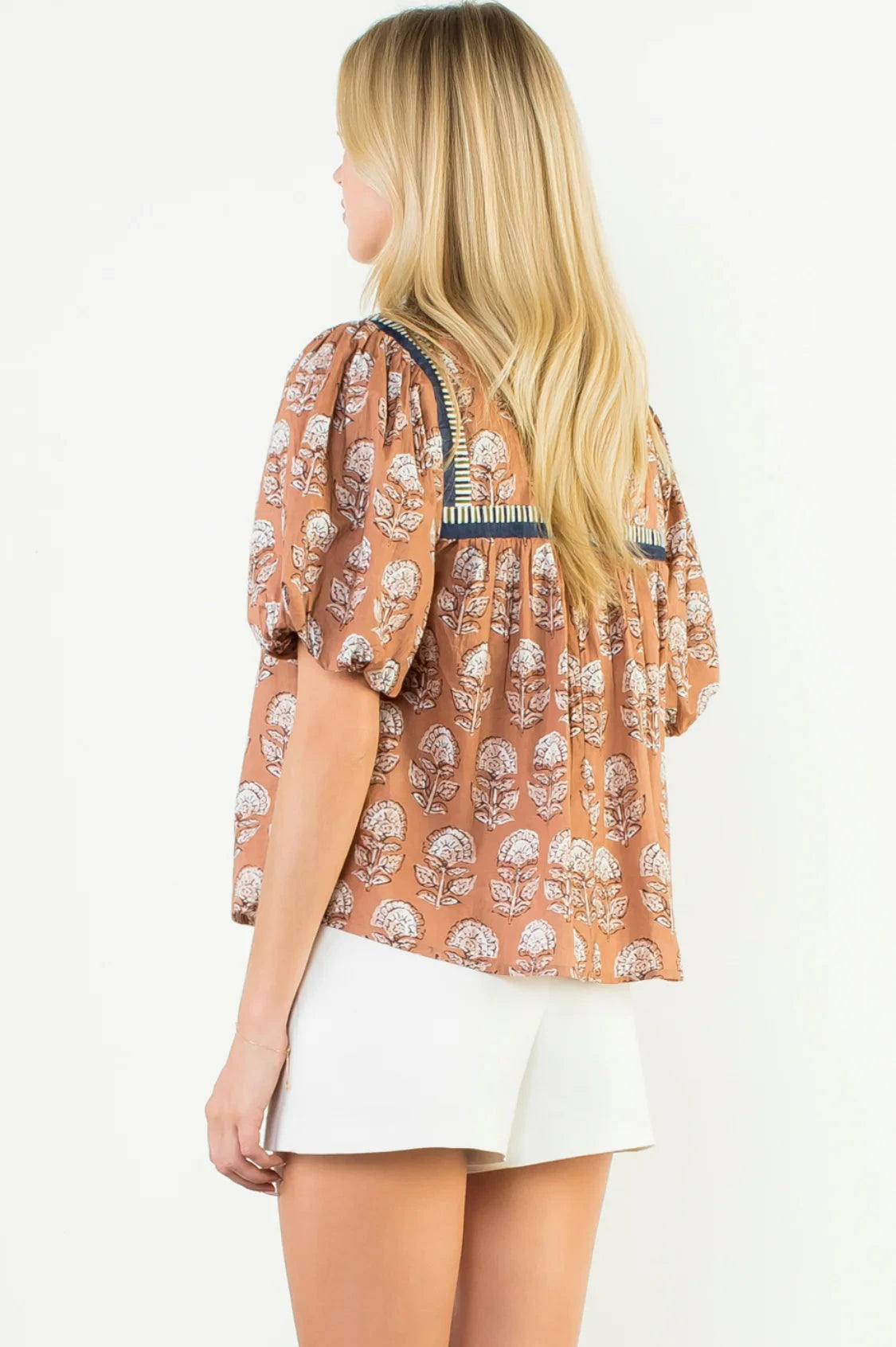 Silva Puff Sleeve Floral Detail Top THML