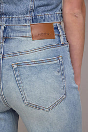 Vintage Wash High Rise Cuffed Wide Straight Hidden Jeans