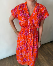Smocked Waist Floral Dress THML