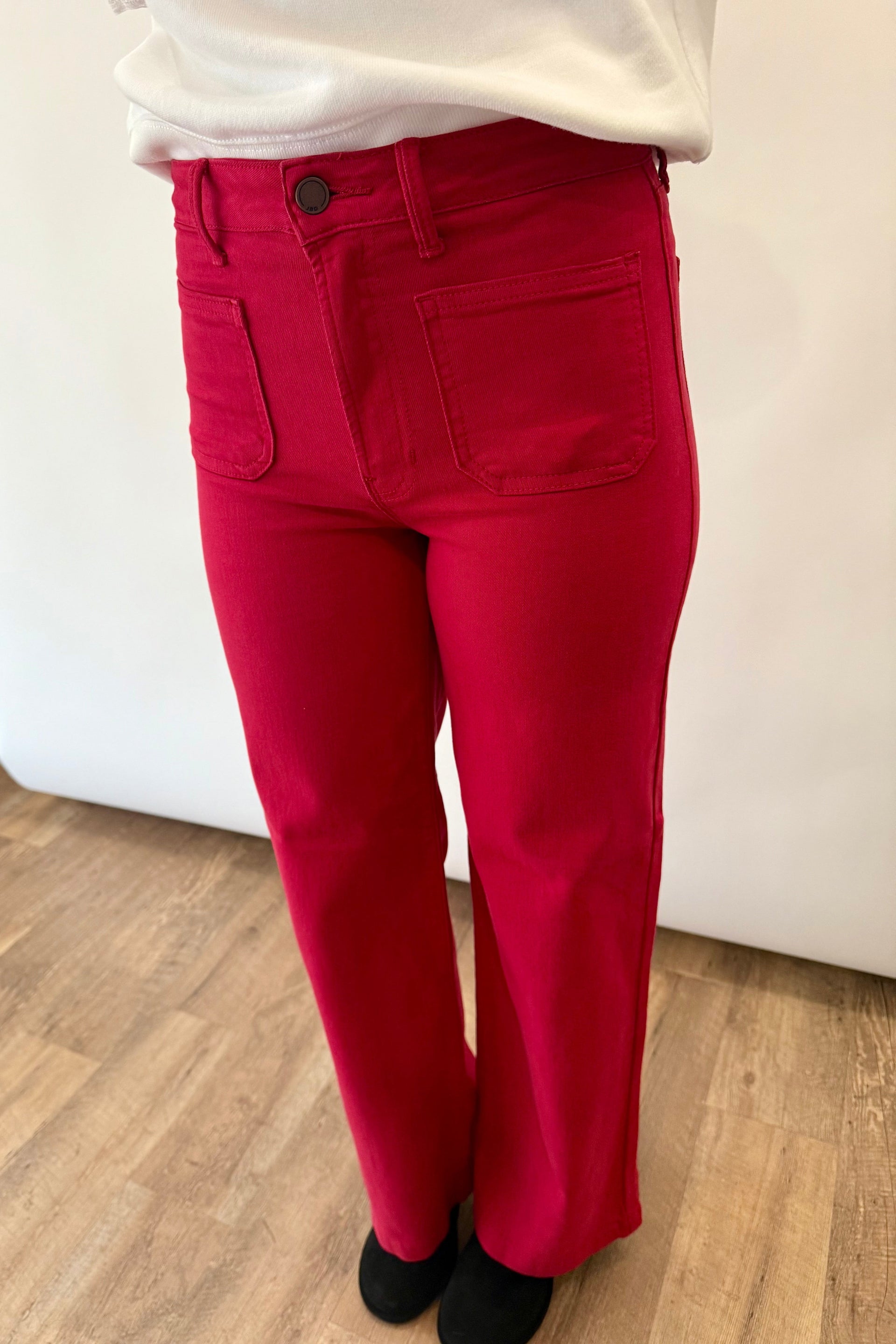 Mini Patch Pocket Wide Leg Jeans Just Black Denim
