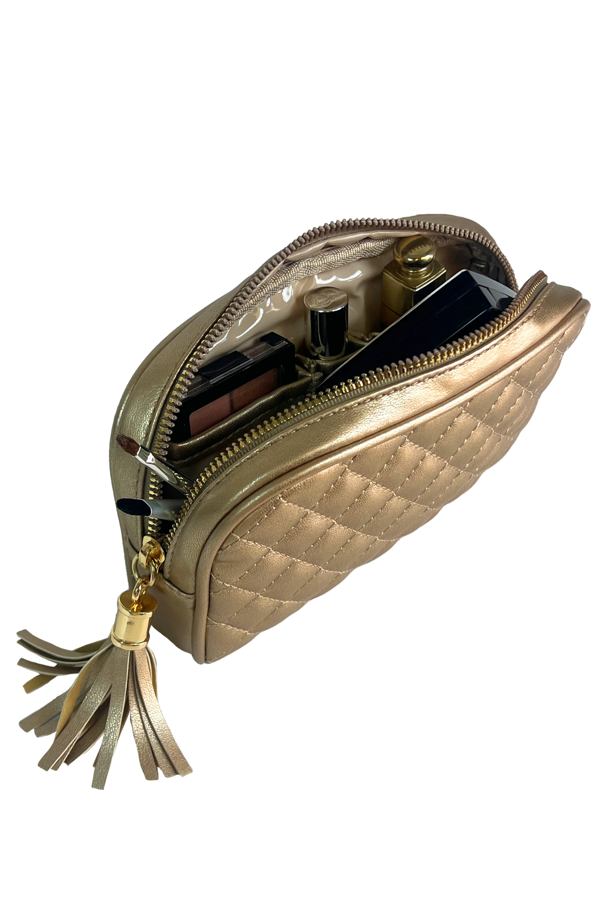 Small Makeup Case - Gold Quilted Pursen
