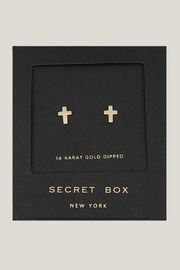 14k Cross Stud Earrings Golden Stella