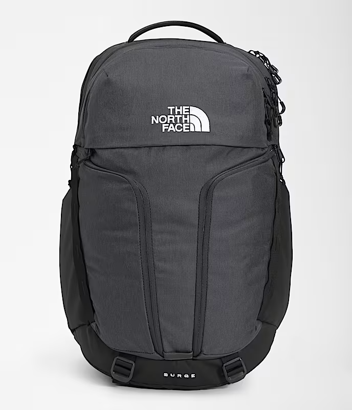 The North Face Surge Backpack, Asphalt Grey Light Heather / TNF Black The North Face Surge Backpack, Asphalt Grey Light Heather / TNF Black