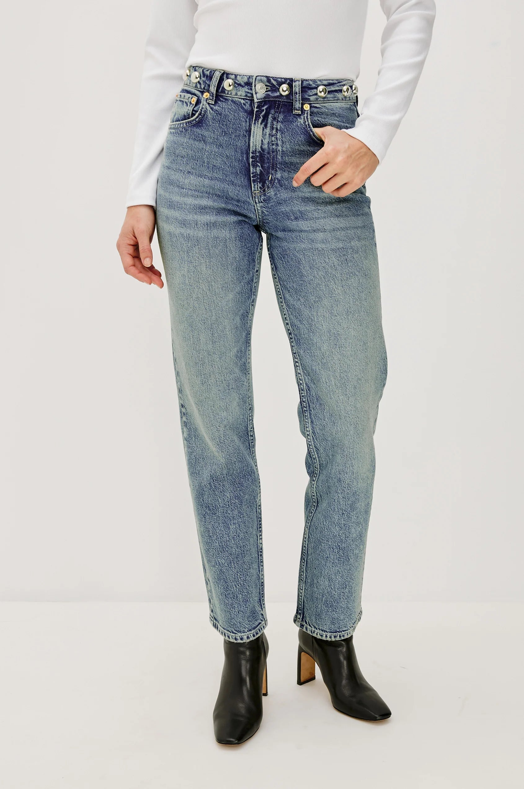 Topanga Studded Straight Jeans Rails