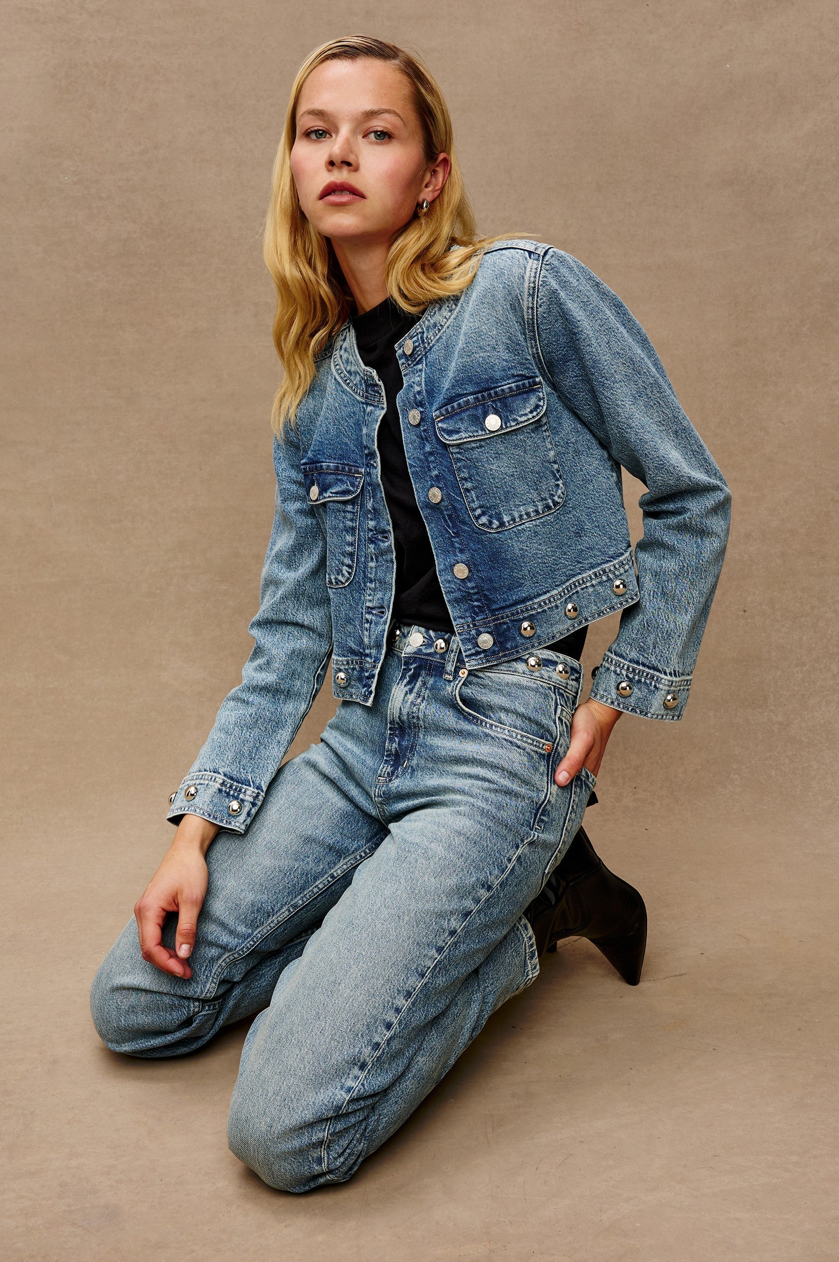 Topanga Studded Straight Jeans Rails