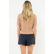 Short Sleeve Button Knit Top THML