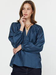 Long-Sleeve Split Neck Blouse Current Air