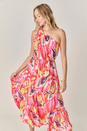 Tropic Twist One-Shoulder Maxi Dress English Factory