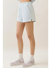 Elastic Waist Side Slit Solid Knit Relaxed Shorts Shop Expeditions