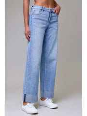 Logan Mid Rise Dad Jean with Raw Hem 3" Cuff Hidden Jeans