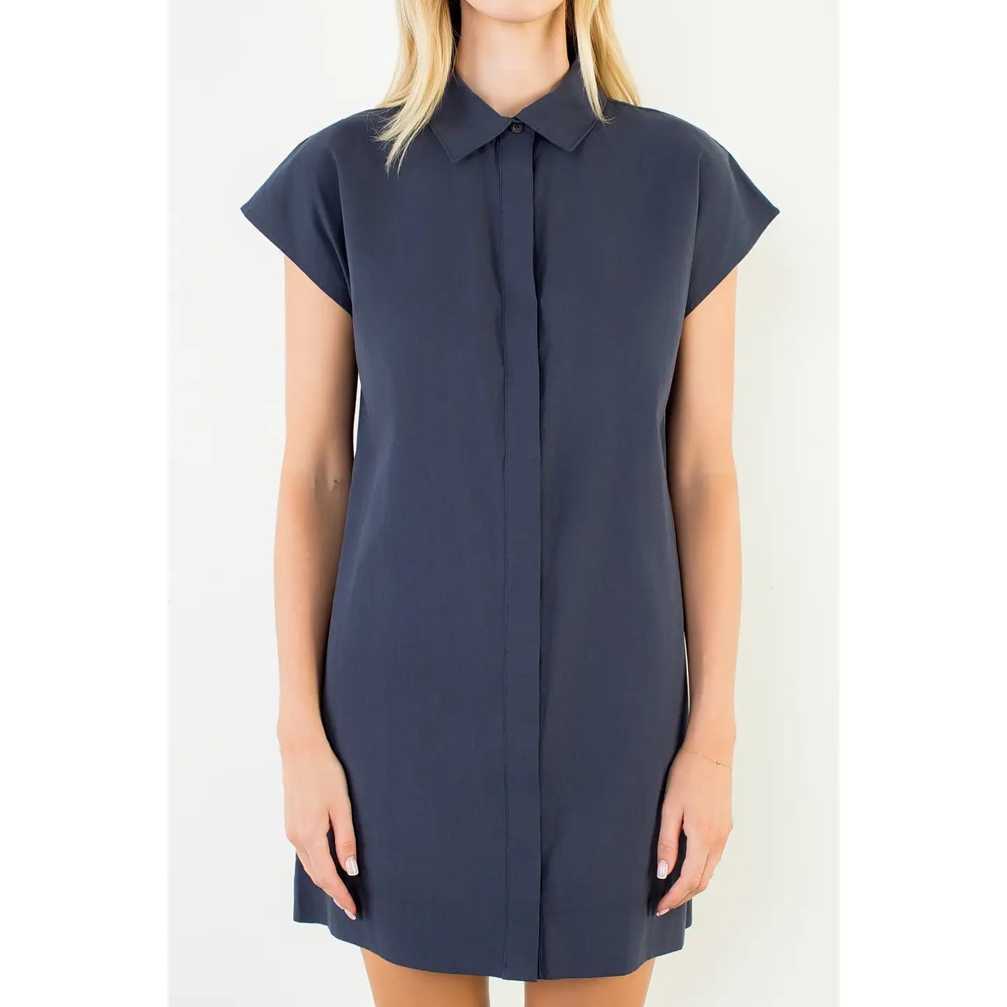 Button Down Collared Shirt Dress THML