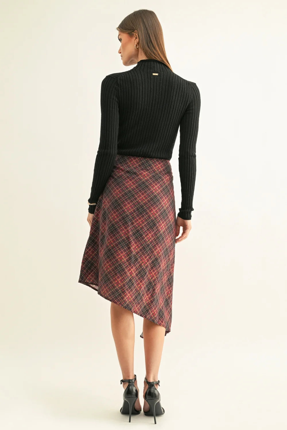 Elsie Asymmetrical Pleated Midi Skirt Adelyn Rae