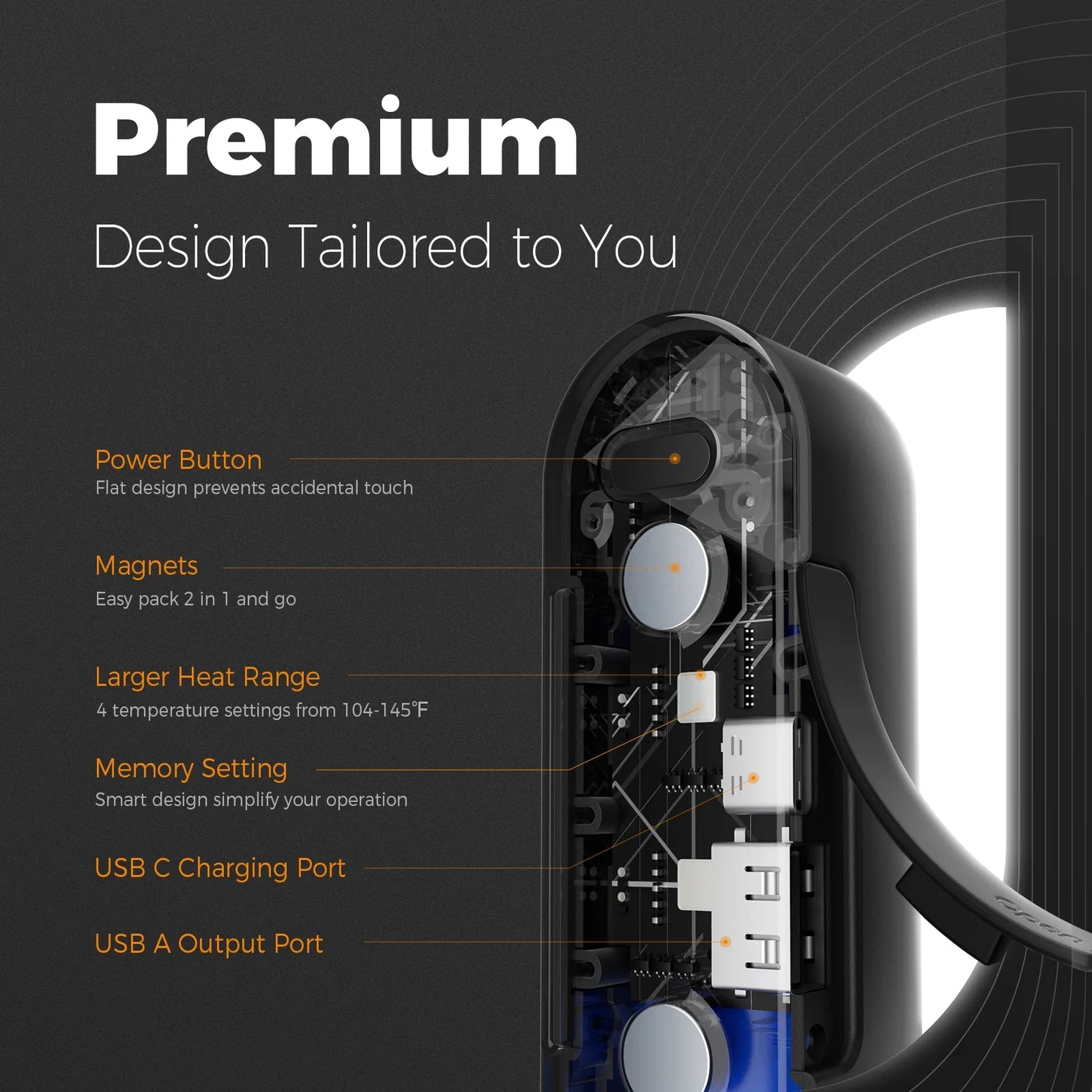 UT2s Rechargeable Handwarmer in Black Ocoopa