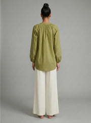 Olive Glow Embroidered Peasant Blouse Meet Me in Santorini