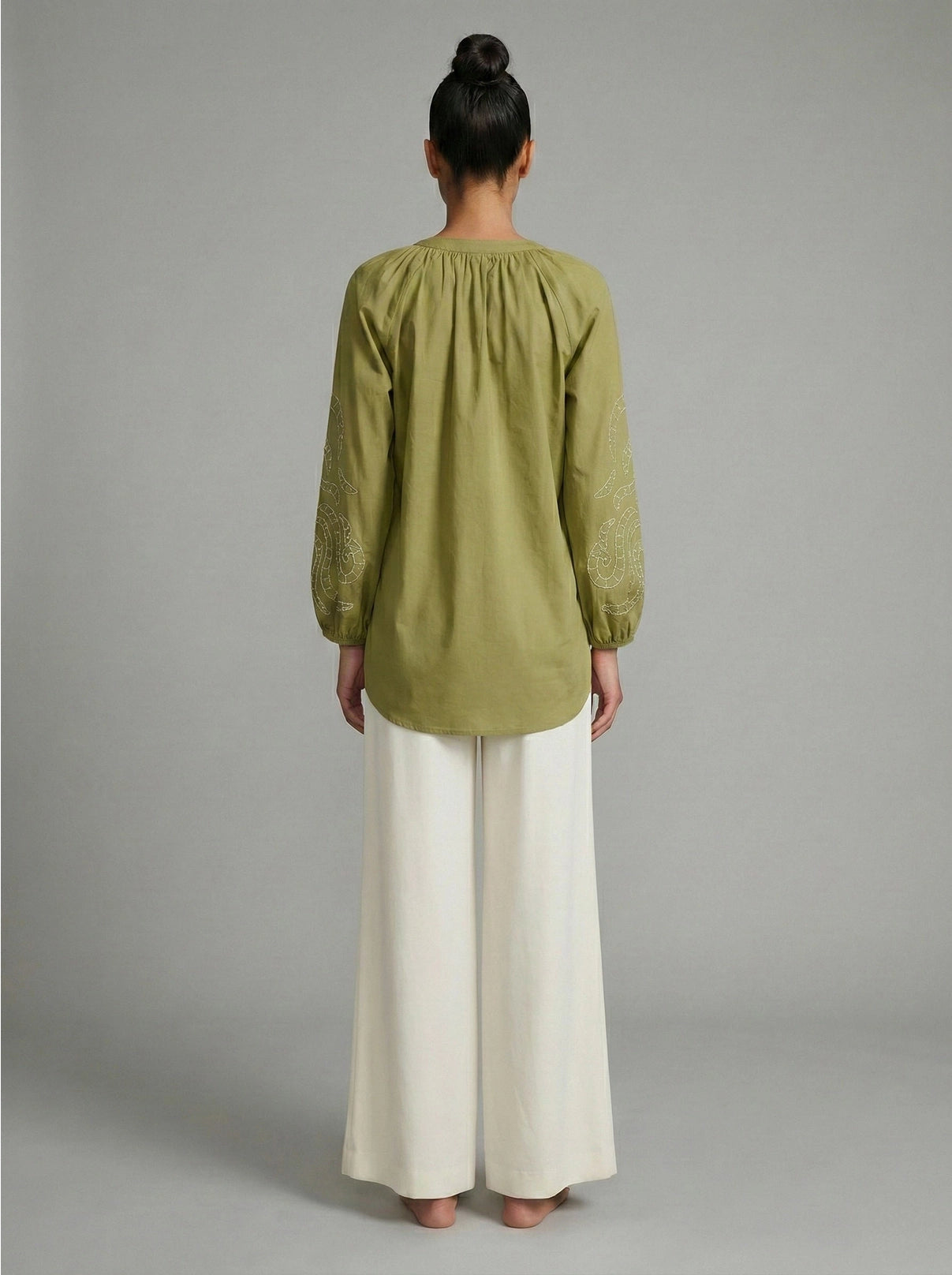 Olive Glow Embroidered Peasant Blouse Meet Me in Santorini