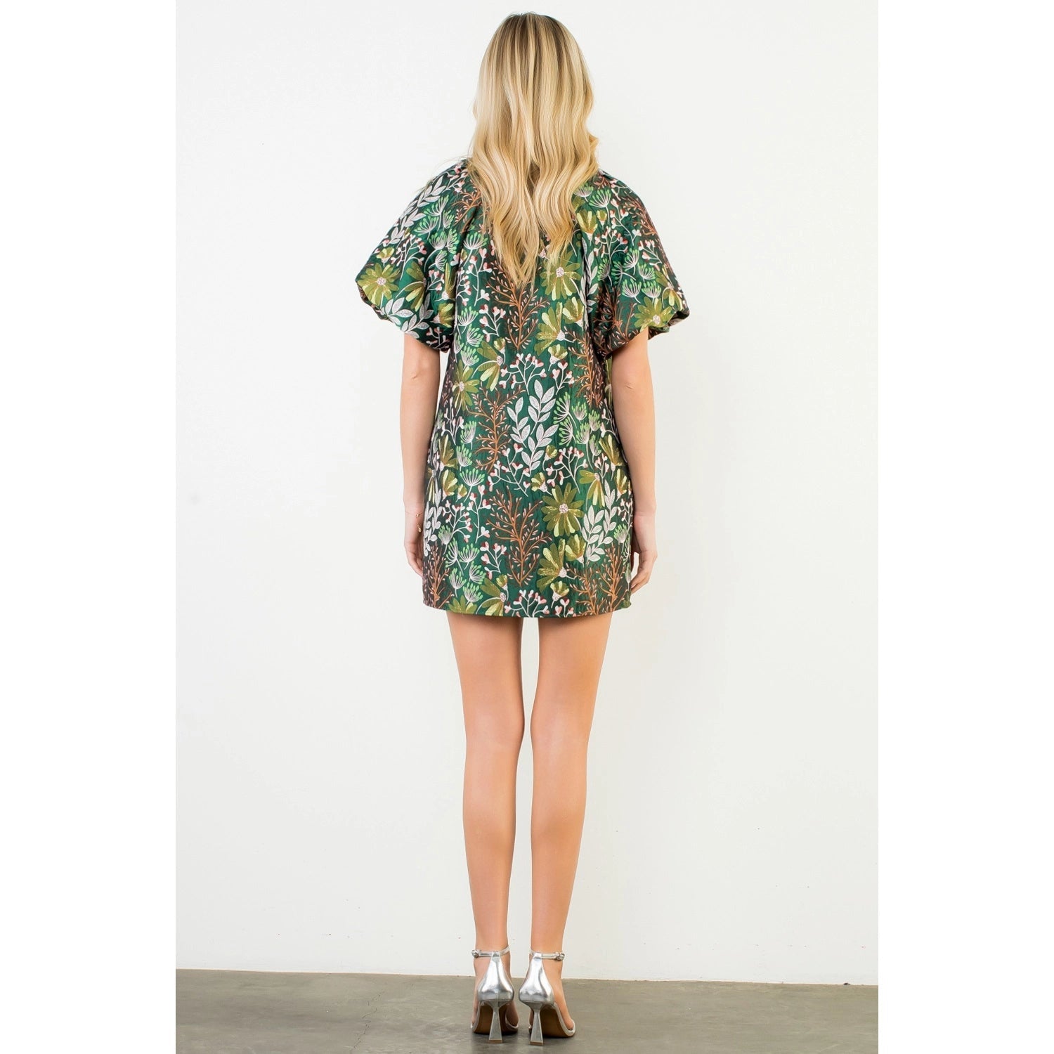 Puff Sleeve Floral Holiday Dress THML
