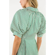 PUFF SLEEVE STRIPED TEXTURE MAXI  DRESS THML
