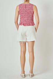 Pleated Plaid Vest English Factory