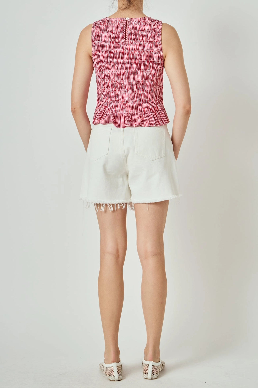 Pleated Plaid Vest English Factory