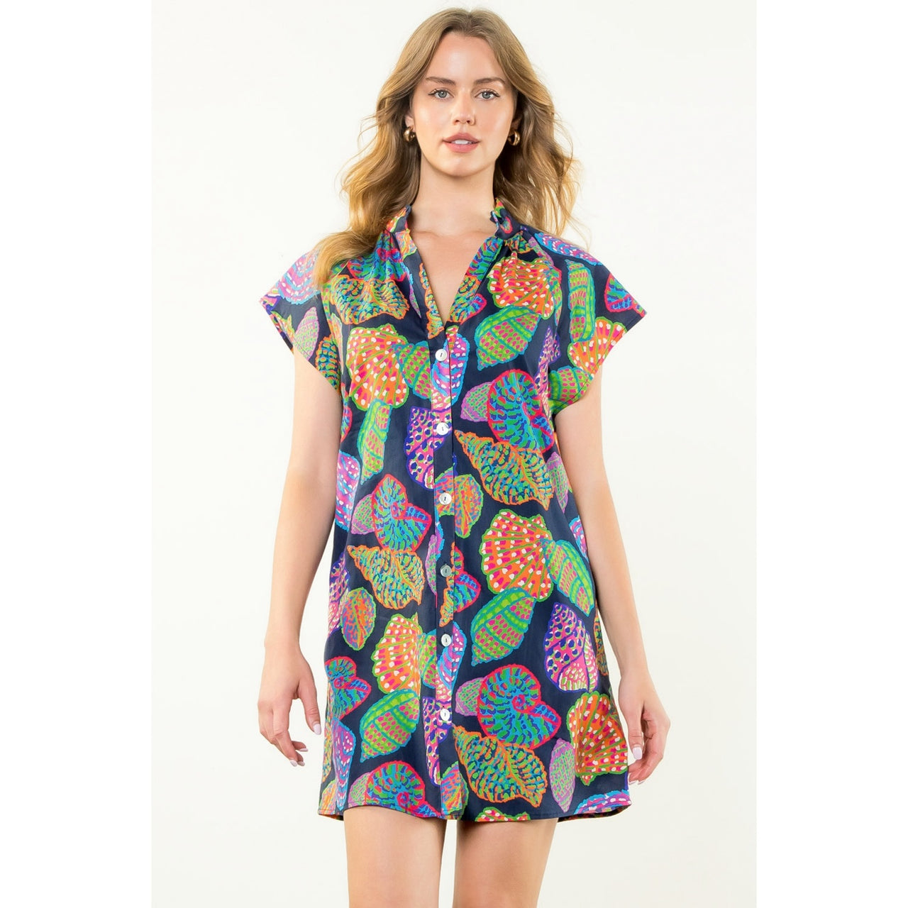 Button Up Print Dress