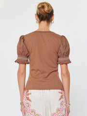Puff Sleeve Ribbed Knit Top Current Air