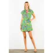 Short Sleeve Animal Print Dress THML