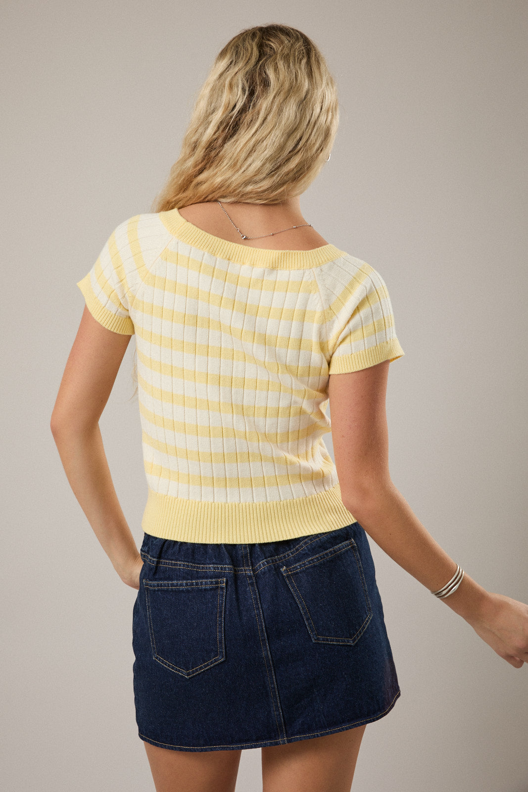 Short Sleeve Knit Sweater Top Le Lis