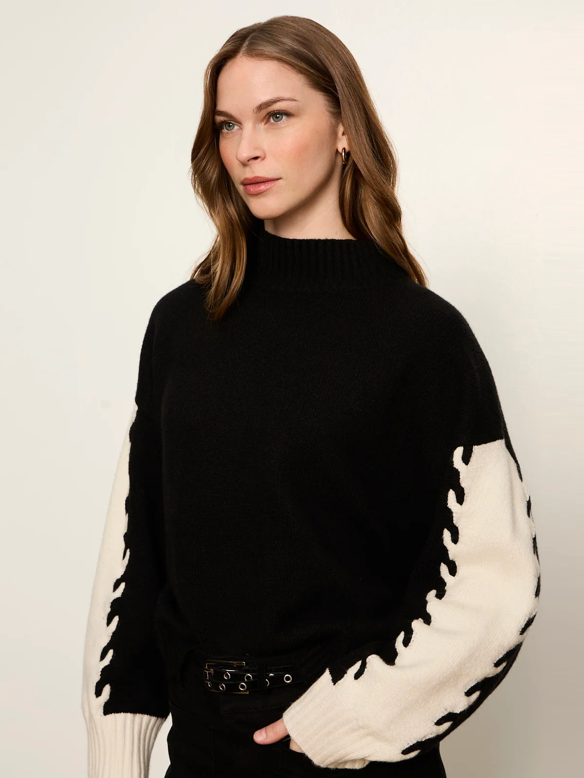 Color Block Mock Neck Pullover Shop Expeditions