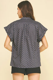 Geometric Diamond Print Shirt Pinch