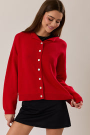 Round Rolled Hemline Detail Thin Sweater Cardigan Le Lis