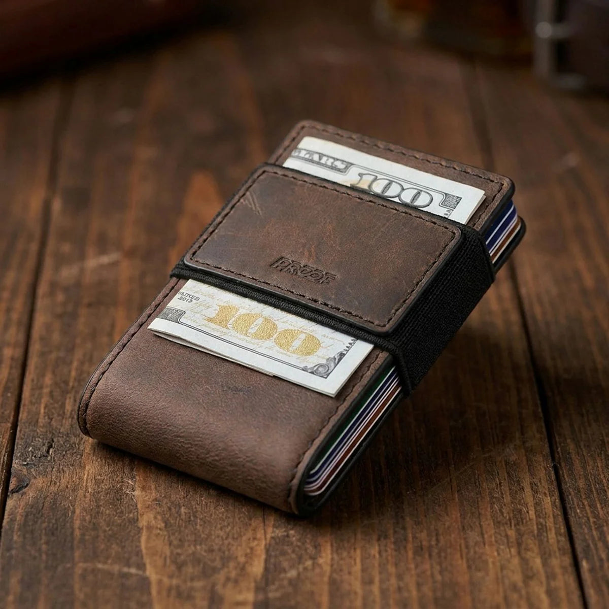 Founder Wallet in Bomber Leather & Dark Gunmetal Proof Wallets