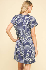 Deep Blue Printed Tunic Dress Pinch