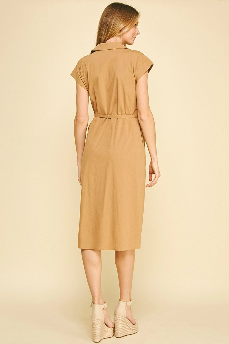 V-Neck Wrap Midi Dress Pinch