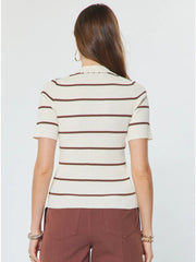 Braided V-Neck Ribbed Knit Sweater Top Current Air