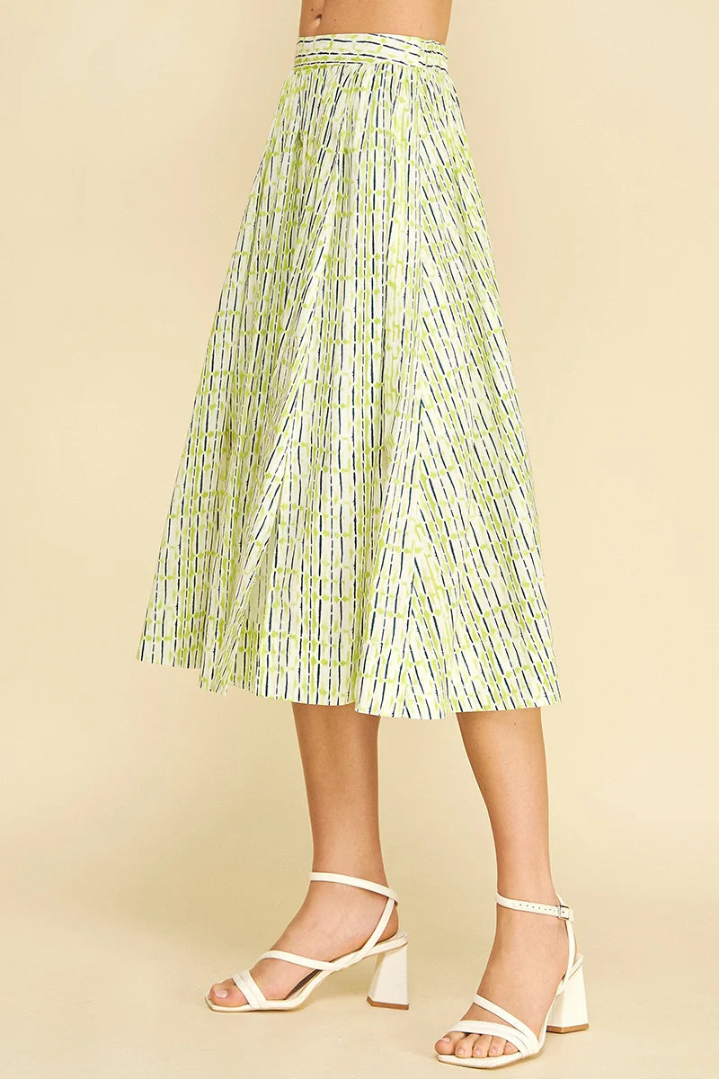 Geometric A-Line Midi Skirt Pinch