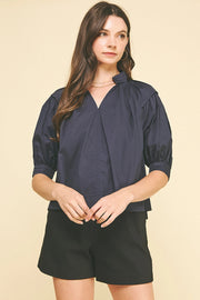Balloon Sleeve V-Neck Blouse Top Pinch