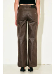 31" Inseam High Rise Ella Classic Straight Brown Coated Pants Hidden Jeans