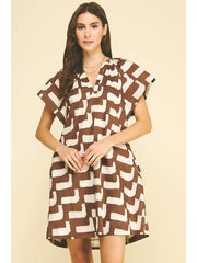 Geometric Print Tunic Mini Dress Pinch
