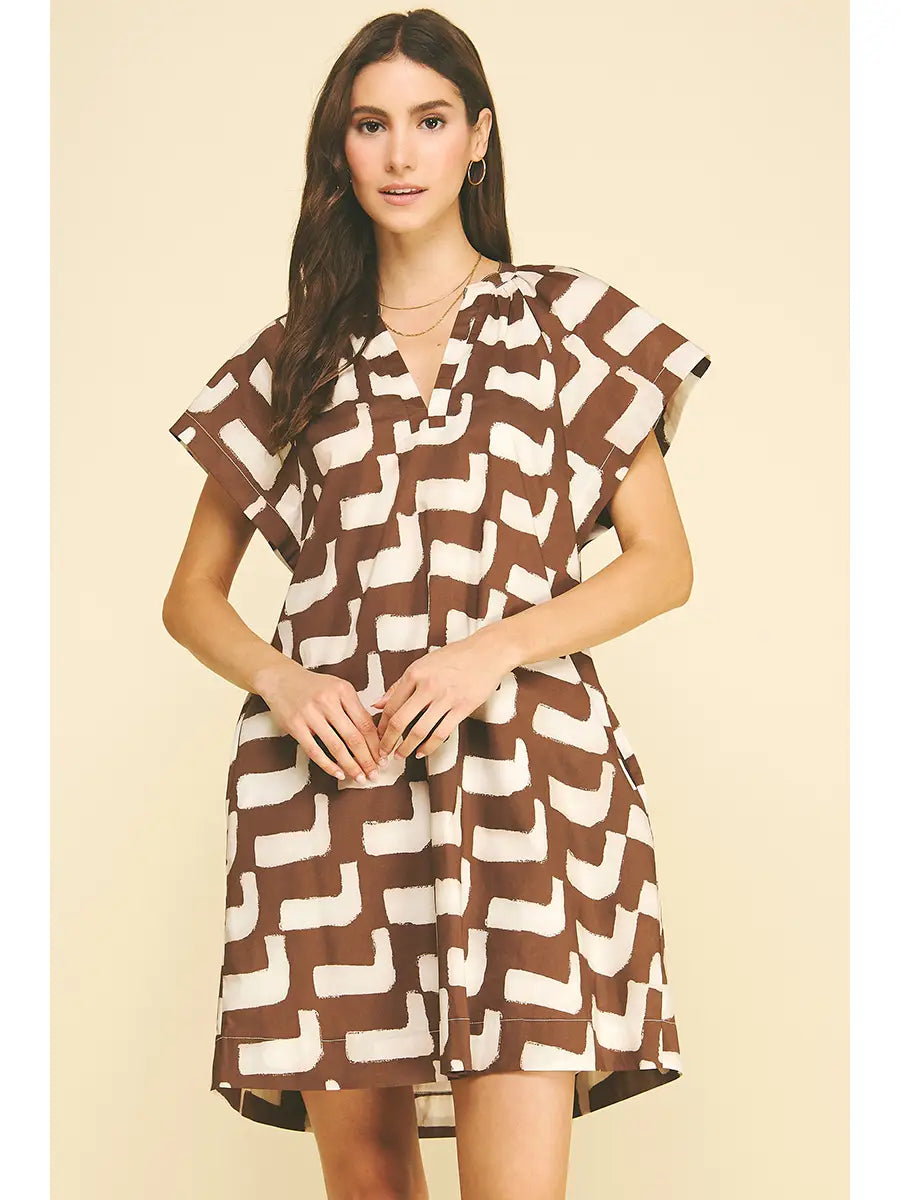 Geometric Print Tunic Mini Dress Pinch