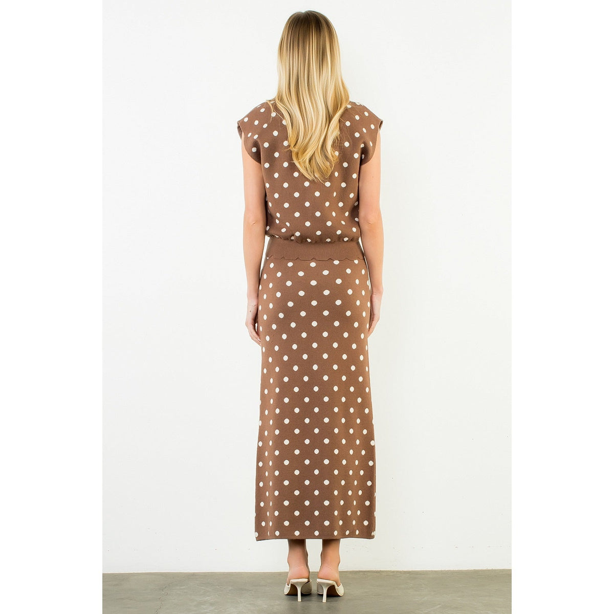 Sleeveless Polka Dot Knit Top THML