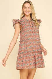 Floral Ruffle Detailed Tunic Mini Dress Pinch