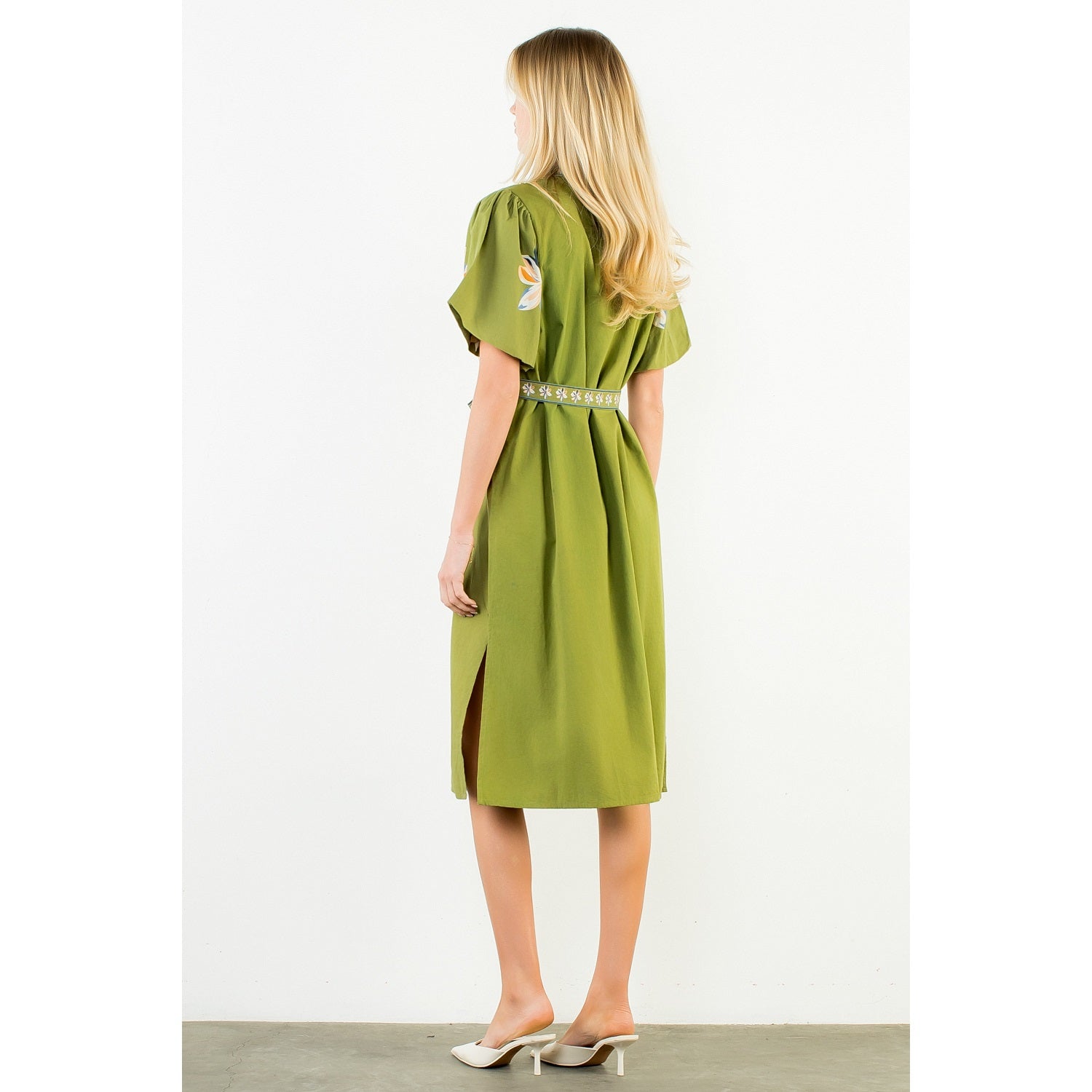 Midi Floral Dress with Tie Waist THML