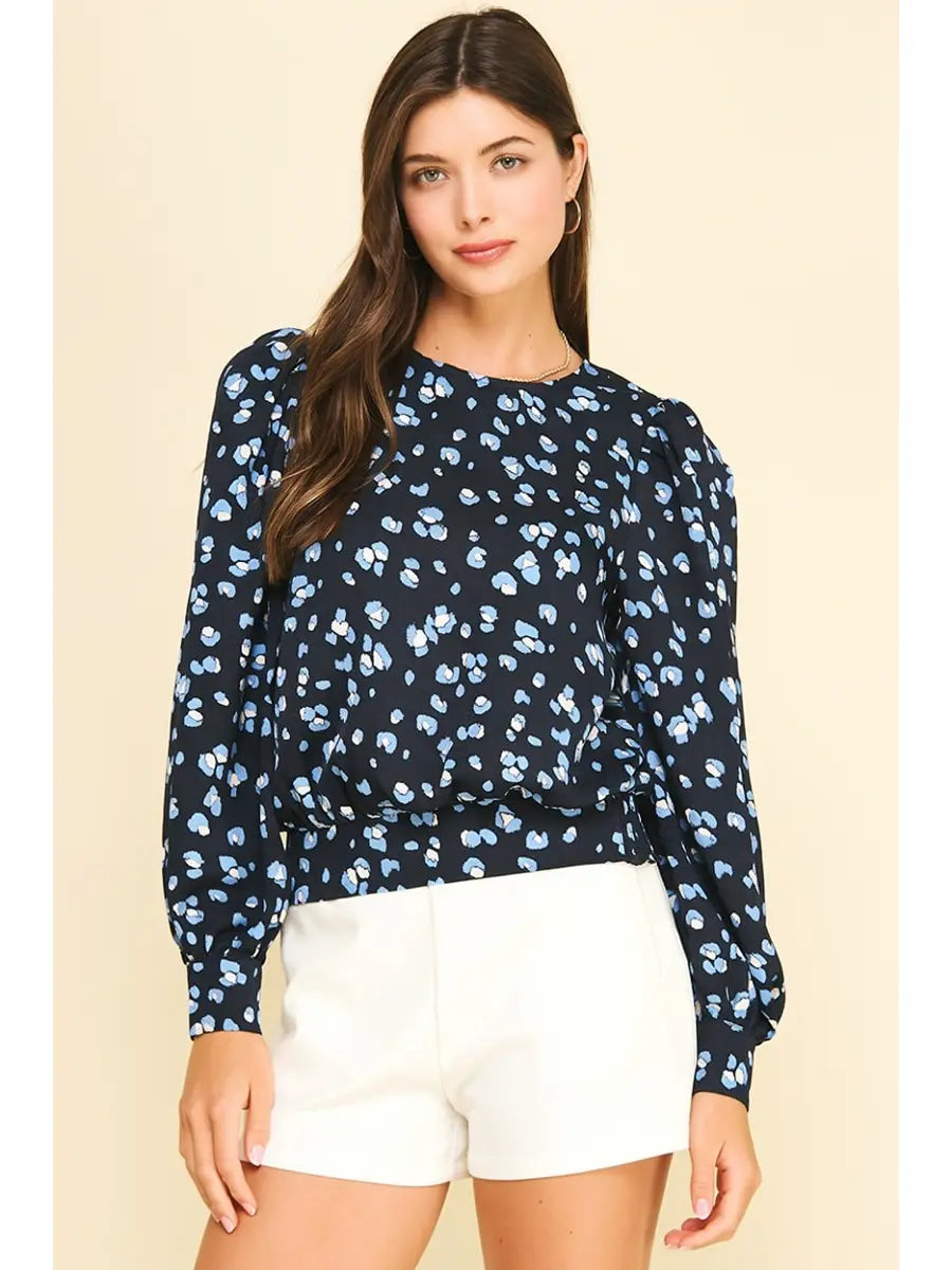 Floral Balloon Sleeve Blouse Pinch