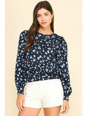 Floral Balloon Sleeve Blouse Pinch