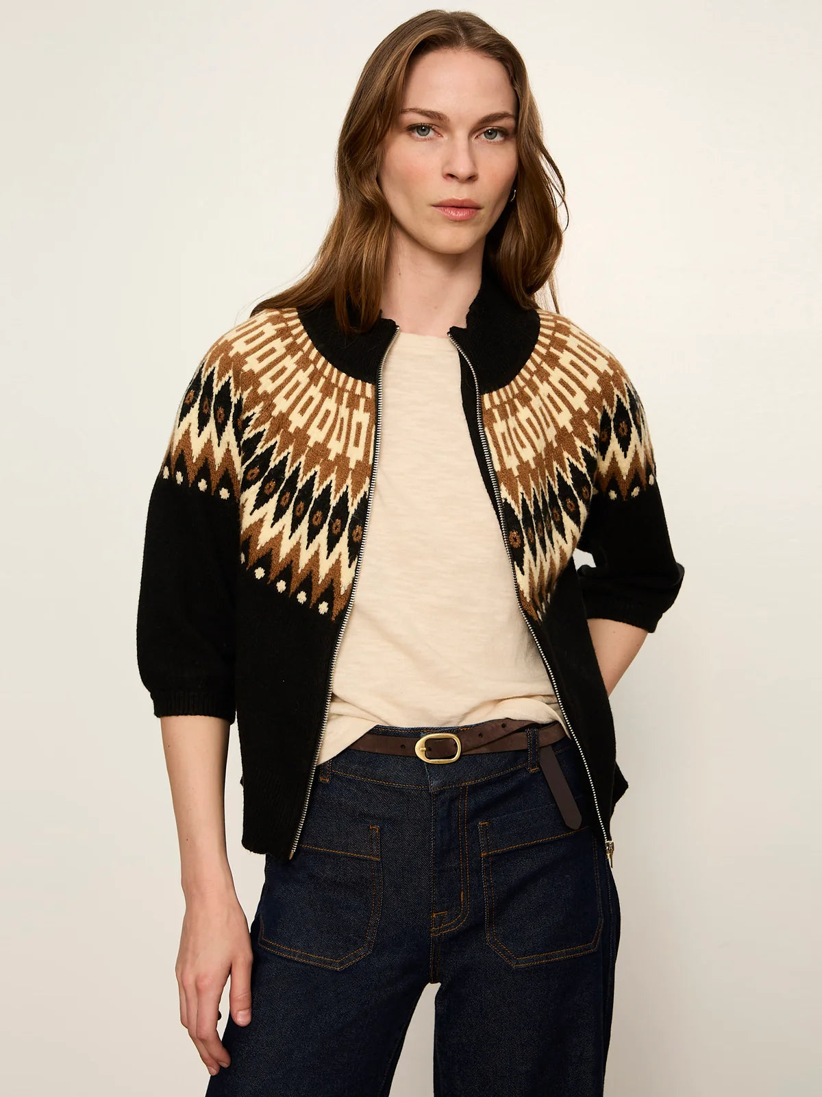 Fairisle Zip-Up Sweater Sanctuary